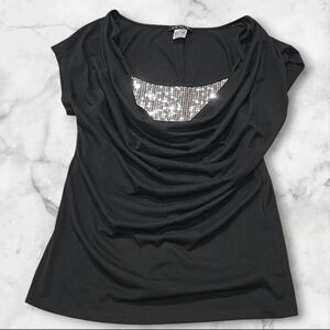 Venus Black & Sequin Women's Top Blouse Shirt Size Medium (M) C53